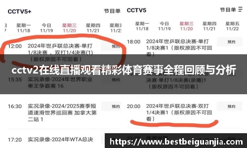 cctv2在线直播观看精彩体育赛事全程回顾与分析